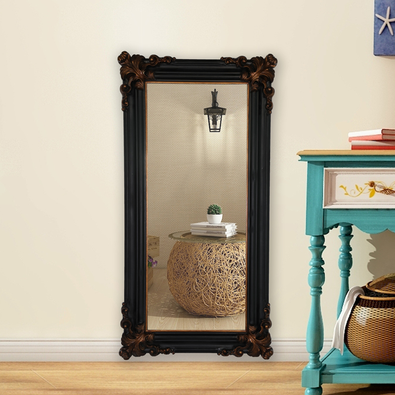 Wooden Frame Large Black Wall Mirror XR95150